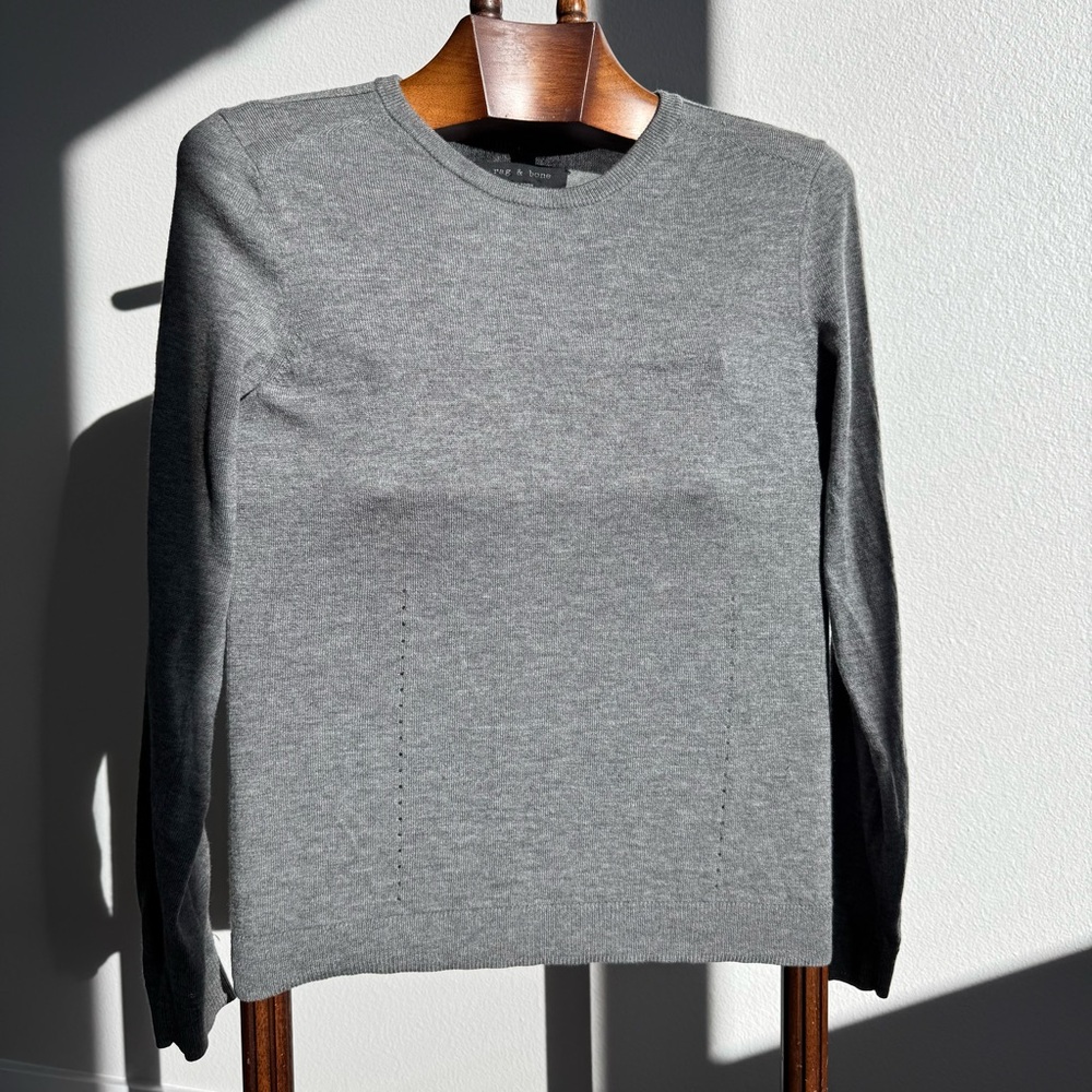 Rag & Bone Women’s Gray Wool Crewneck Sweater Size M Slim Fit